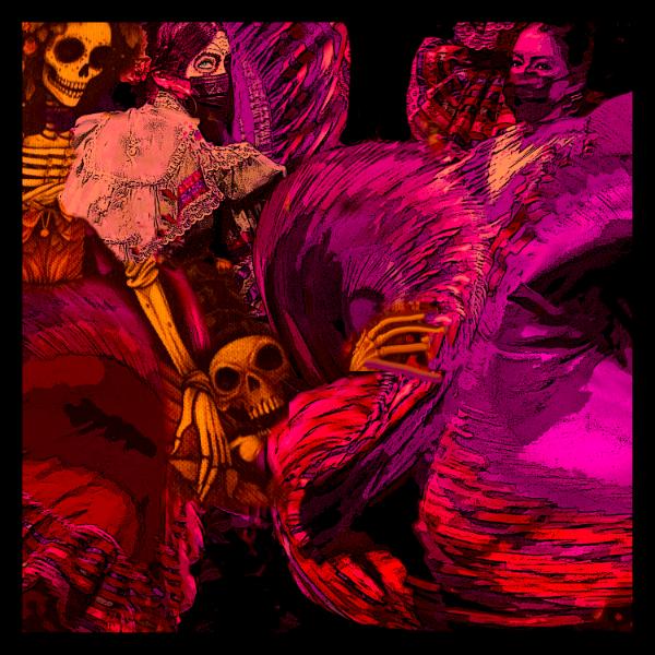 Dia da los Muertos during pandemic 12x12 on metal